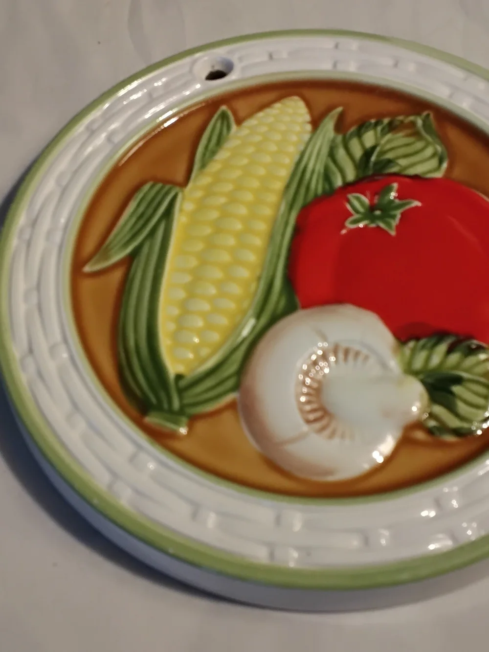 Ceramic Vegetable Wall Plaque - Yellow, Red, Green, Cream